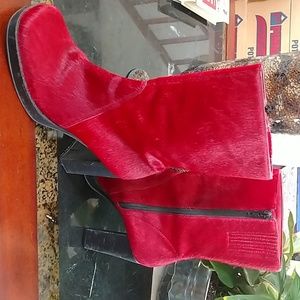 Absolutely beautiful red leather with fur boots